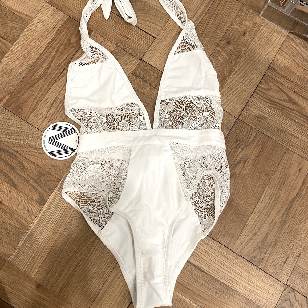White one piece bathing suit